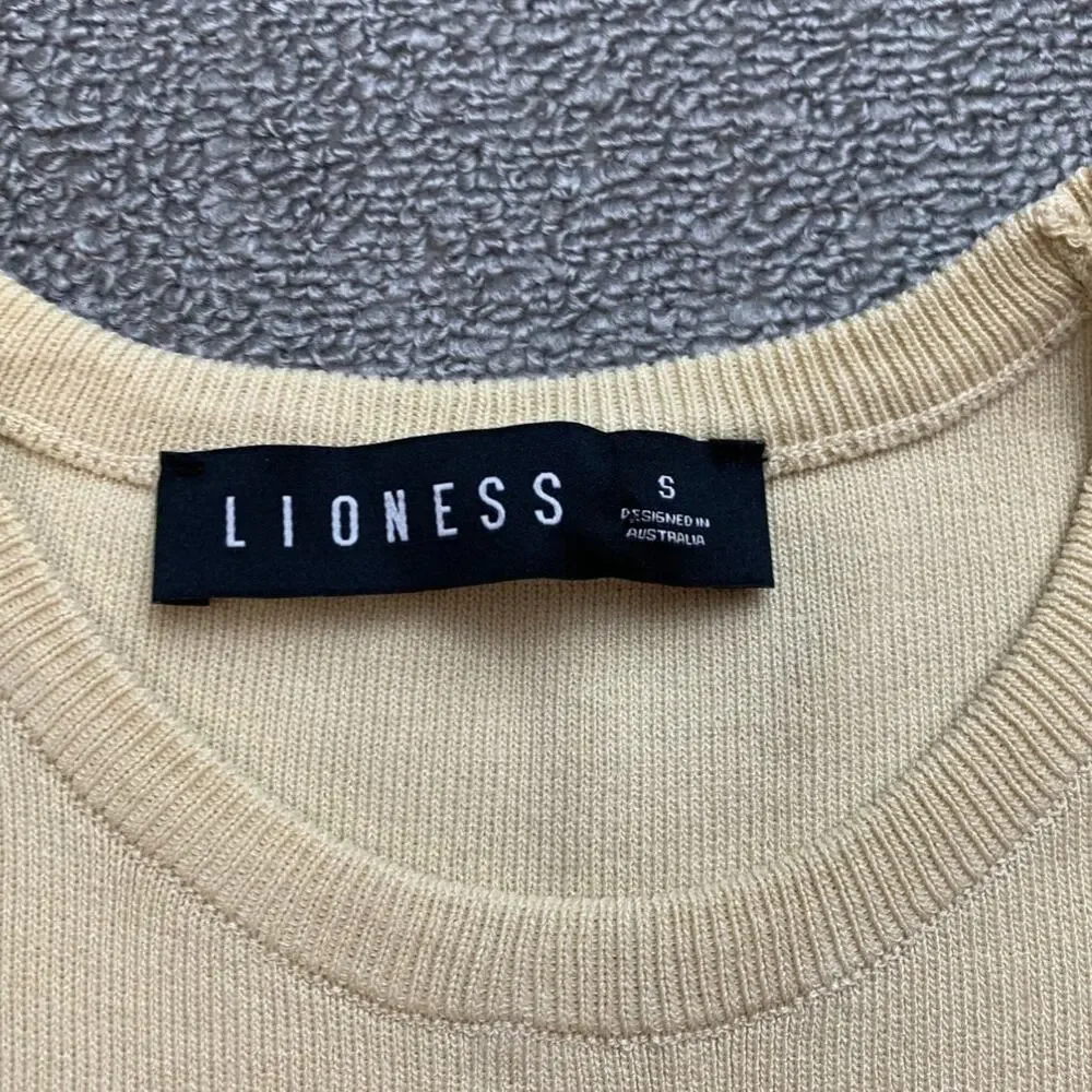 Lioness Military Minds Mini Dress Cream Fitted Ruched Size Small‎
